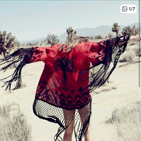 Rare Spell & Gypsy Opium Red Kimono OS - Picture 3 of 14